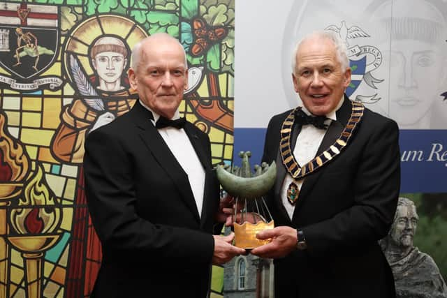 Alumnus Illistrissimus 2022, Professor John McCloskey and Garvan O’Doherty, President, St Columb's College Union