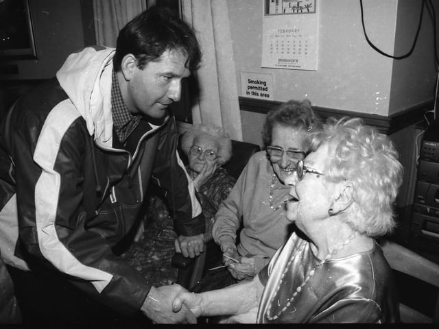 Daniel O'Donnell is greeted by residents at Edenballymore.