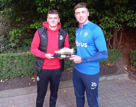 Cliftonville striker Ronan Hale (left) and Coleraine's Matthew Shevlin joint Golden Boot winners for 2022-23 season.