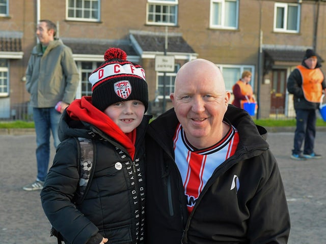 Derry City fans at the Brandywell on Friday evening. Photo: George Sweeney