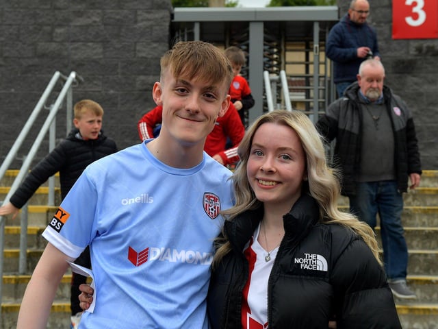 Fans in the Brandywell for Derry City’s game against UCD on Friday evening last. Photo: George Sweeney. DER2320GS – 105
