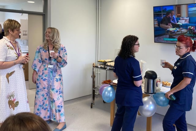 Dr. Meabh Cosgrove, Western Trust Divisional Clinical Lead for Obstetrics and Gynaecology with staff at the official opening of a new antenatal clinic at Altnagelvin.