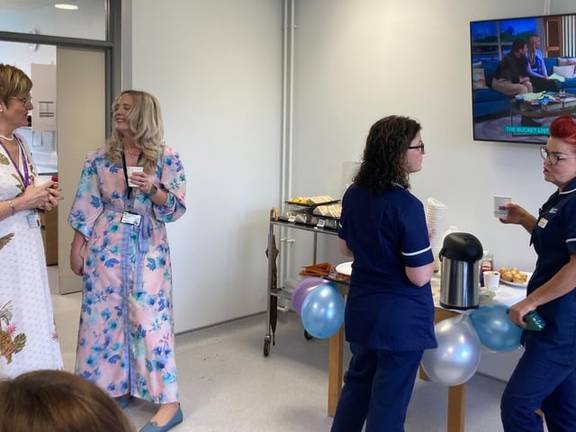 Dr. Meabh Cosgrove, Western Trust Divisional Clinical Lead for Obstetrics and Gynaecology with staff at the official opening of a new antenatal clinic at Altnagelvin.
