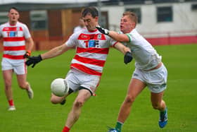 Ballerin’s Eugene Mullan  in action. The Sarsfields take on Drum this weekend.. Photo: George Sweeney.  DER2241GS – 31. Photo: George Sweeney.  DER2241GS – 31