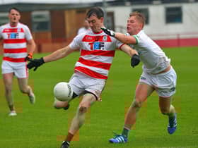 Ballerin’s Eugene Mullan  in action. The Sarsfields take on Drum this weekend.. Photo: George Sweeney.  DER2241GS – 31. Photo: George Sweeney.  DER2241GS – 31