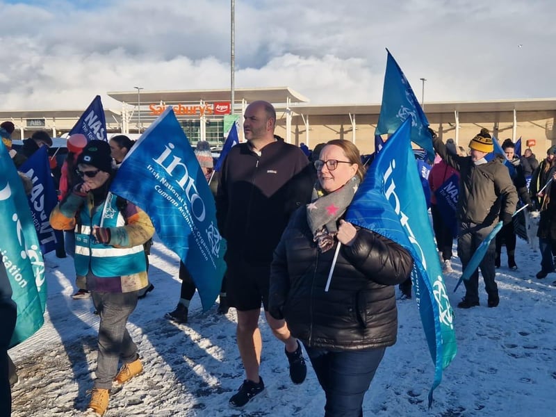 Striking public sector workers in Derry.