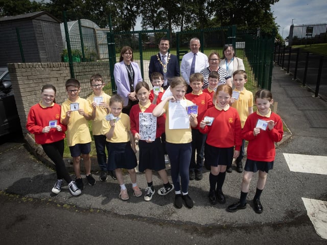 A secction of the pupils pictured during their 'A Day of Welcome' event around the school on Friday. This special event gave the primary 4-7 pupils the opportunity to engage in a powerful learning experience that deepened their understanding of the challenges faced by refugees around the world. (Photos: Jim McCafferty Photography)