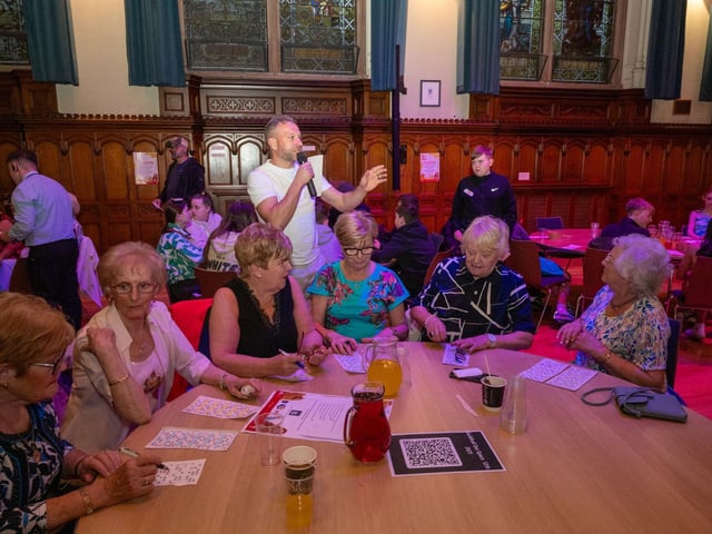 The Mayor Councillor Lilian Seenoi-Barr has once again hosted an Our Guildhall Our Space event for younger and older people in April with entertainment from In Your Space Circus School, Black Paddy, Richie Remo and DJ Tyree Patton. Picture Martin McKeown. 12.04.25 : Pictured are guests at the Mayor's penultimate Our Guildhall, Our Space in Derry.