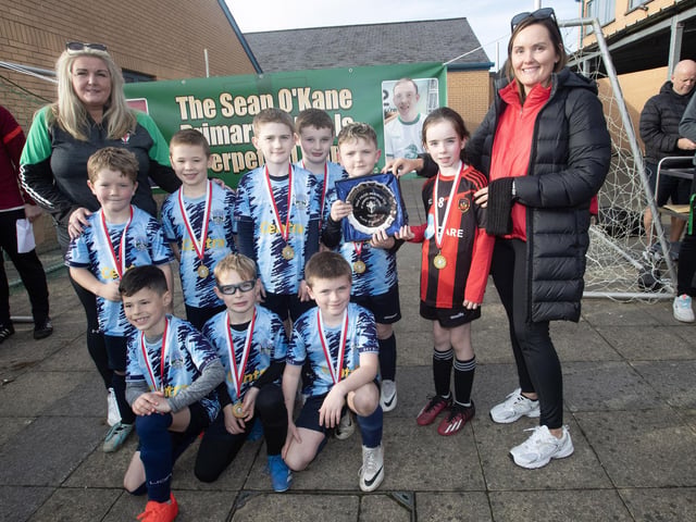 Magherafelt Sky Blues, winners of the 2024 2017s Sean O’Kane Memorial Plate at St. Joseph’s Boys School on Saturday afternoon. (Photos: JIm McCafferty Photography)