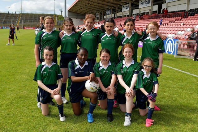 The Good Shepherd Primary School team who competed at the Tower Cup Girls final. Photo: George Sweeney.  DER2321GS – 139