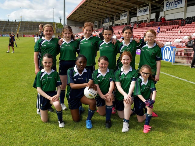 The Good Shepherd Primary School team who competed at the Tower Cup Girls final. Photo: George Sweeney. DER2321GS – 139