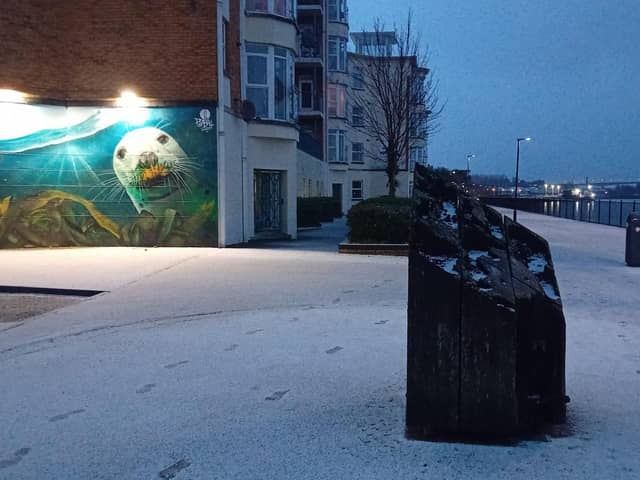 Snow along the quay in Derry this week. Picture: Kevin Mullan.