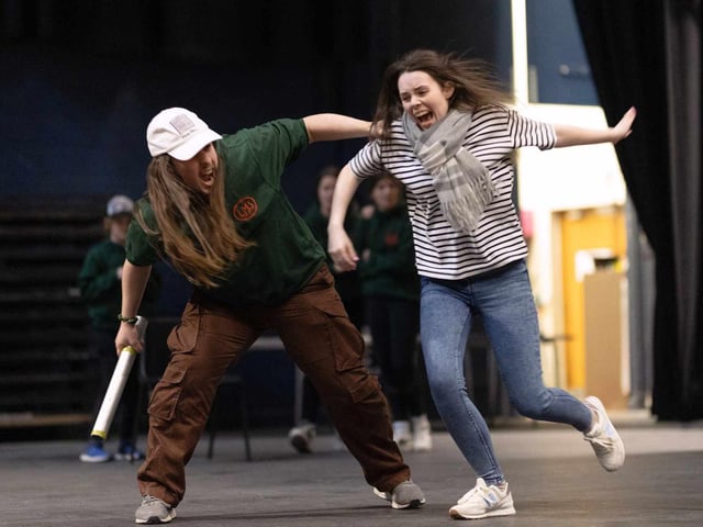 Matthew Irwin as Bill Sykes and Sophie Doran as Nancy in LMS' production of Oliver! which runs in the Millennium Forum from March 20-23.