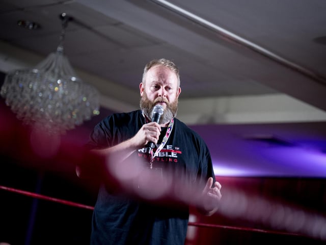 The MC gets proceedings underway at the City Hotel. Photographs by Stephen Latimer.
