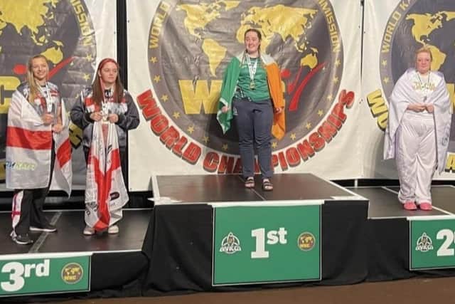 Corey Hanna, who picked up silver and bronze medals at the WKC World Championships, celebrates her second placed finish in Killarney.