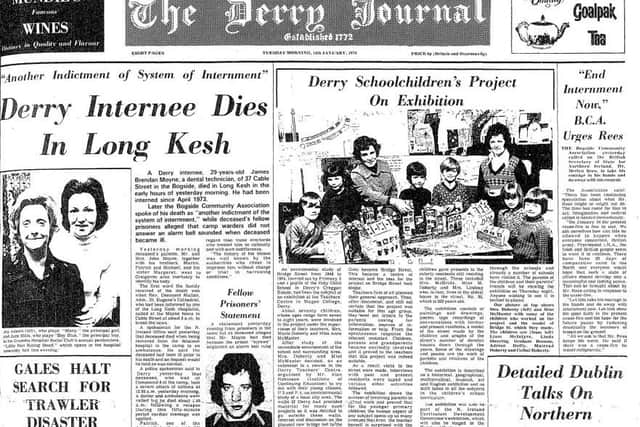 The 'Journal' front page reporting on the death of Jim Moyne in 1975.