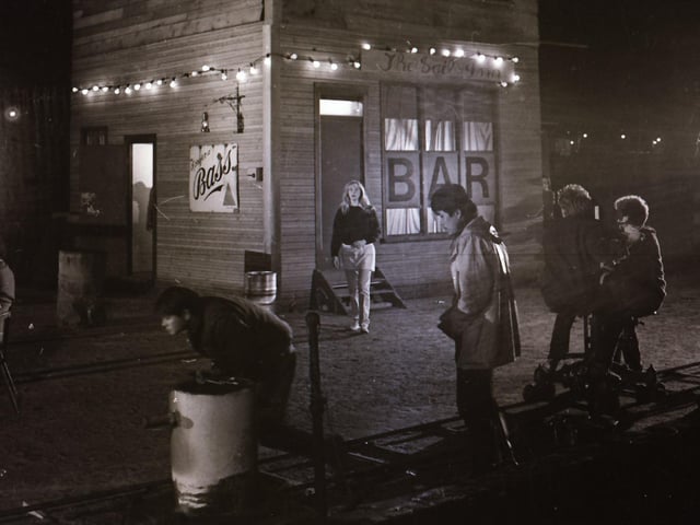 Filming on the river at Derry quay.