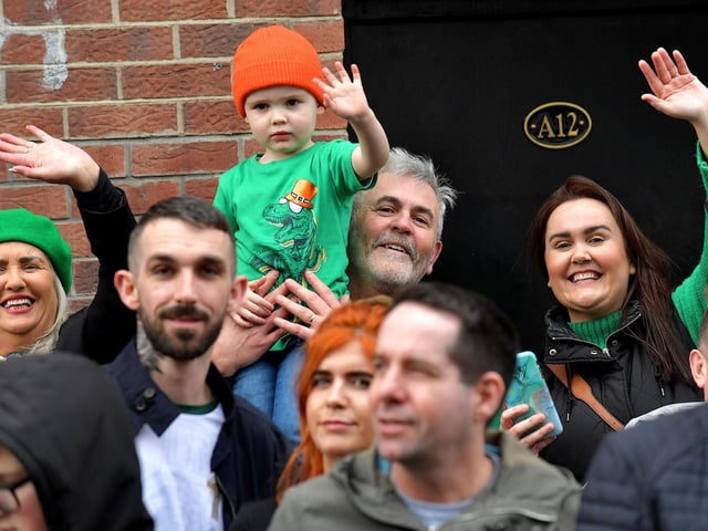 Revellers at the St Patrick’s Day parade, in Derry, on Friday last year. Photo: George Sweeney. DER2311GS – 79