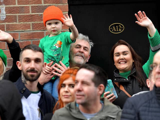 Revellers at the St Patrick’s Day parade, in Derry, on Friday last year. Photo: George Sweeney. DER2311GS –  79