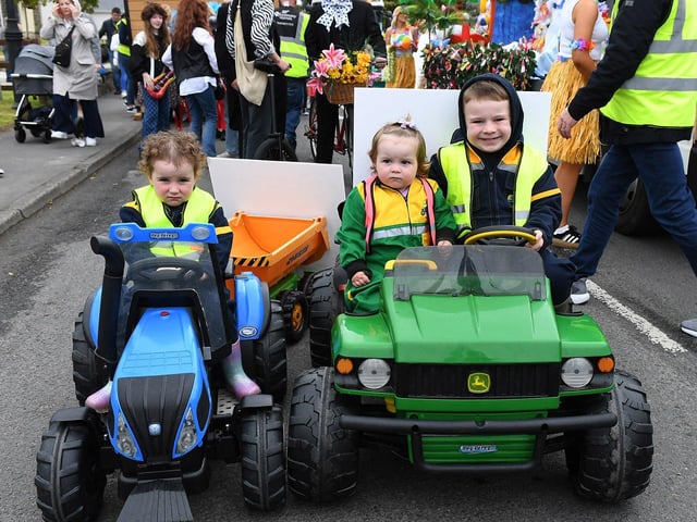 Children taking part in the Clonmany Festival Parade on Sunday afternoon. Photo: George Sweeney