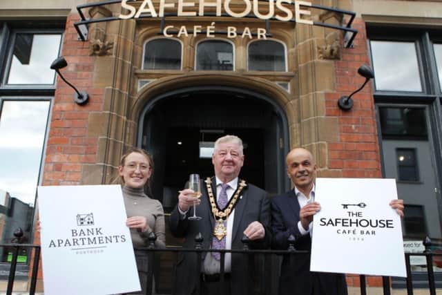 General Manager Natasha Kirke, Mayor Steven Callaghan and Rajesh Rana, director of Andras Hotel Group