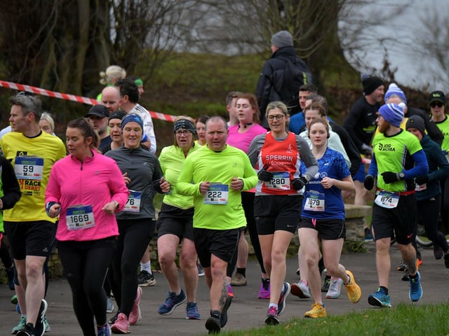 Runners make their way through St Columb’s Park during the Bentley Group Derry 10 Miler road race on Saturday morning. Photo: George Sweeney. DER2310GS – 107