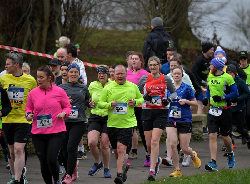 Runners make their way through St Columb’s Park during the Bentley Group Derry 10 Miler road race on Saturday morning. Photo: George Sweeney. DER2310GS – 107