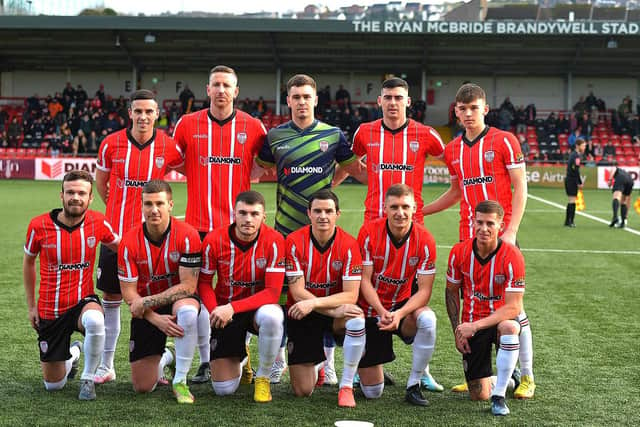 The Derry City team that played in the first half of the friendly game against Finn Harps. Photo: George Sweeney. DER2305GS – 38