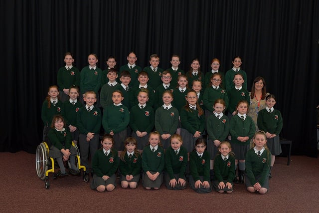 Greenhaw Primary School choir took part in the Derry Feis Choir Competitions held in St Mary’s College on Tuesday. Included in the photograph is musical director Fiona O'Donnell. Photo: George Sweeney.  DER2314GS – 02