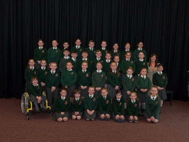 Greenhaw Primary School choir took part in the Derry Feis Choir Competitions held in St Mary’s College on Tuesday. Included in the photograph is musical director Fiona O'Donnell. Photo: George Sweeney. DER2314GS – 02