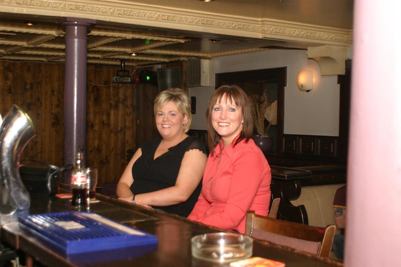 Patrons and staff at Downey's bar back in July 2004.