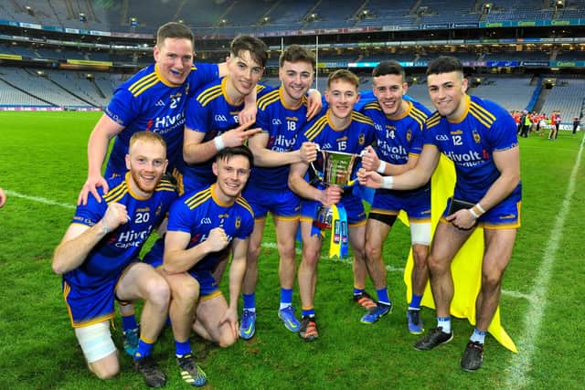 Steelstown players celebrate their All Ireland Intermediate Football Final win over Trim at Croke Park. Photo: George Sweeney. DER2206GS – 057