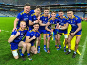 Steelstown players celebrate their All Ireland Intermediate Football Final win over Trim at Croke Park. Photo: George Sweeney. DER2206GS – 057