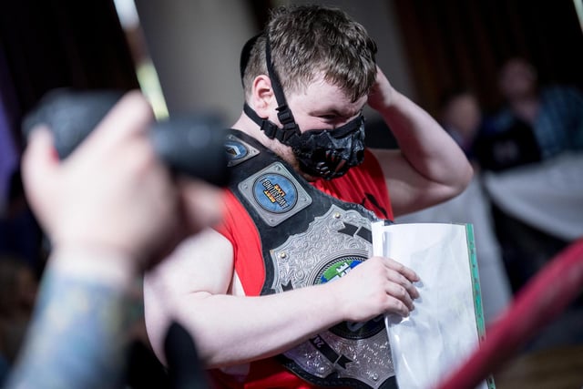 This wrestler channels his inner Bane at the City Hotel. Photographs by Stephen Latimer.
