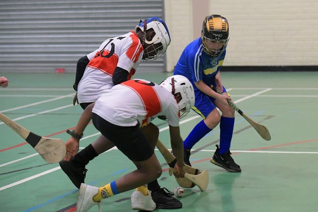Action from St Eugene’s against St Therese.  Photo: George Sweeney