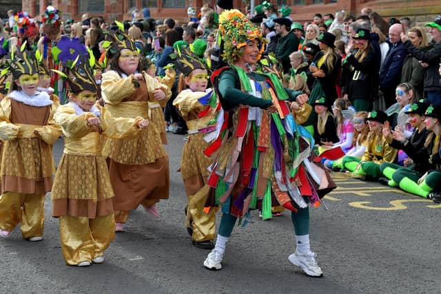 Participants in Derry’s St Patrick’s Day parade last year. Photo: George Sweeney. DER2311GS – 61