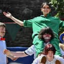 IYSC Youth Circus performance in Guildhall Square during the Carnival of Colours festival. Photo: George Sweeney