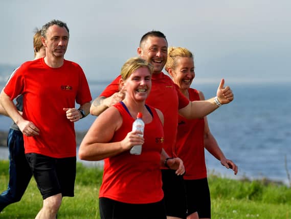 Members of Derry’s STAR Running Club who took part in the Buncrana Park run on Saturday morning, in memory of the late Ciaran Caldwell. Photo: George Sweeney. DER2319GS – 17