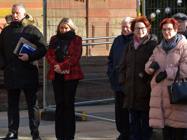 Mayor Sandra Duffy was among the attendance at the ‘Bin the Legacy Bill’ protest, organised by The Bloody Sunday Trust and the Pat Finucane Centre, at Guildhall Square on Wednesday afternoon. Photo: George Sweeney. DER2247GS – 56