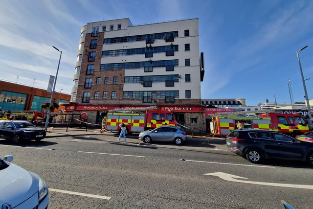 Several fire appliances were involved in the emergency response to the incident on Monday.