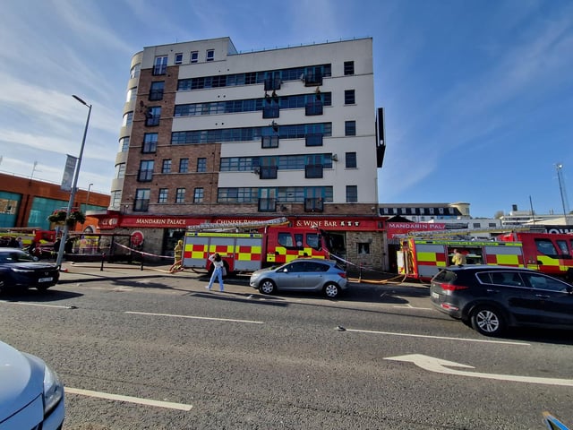 Several fire appliances were involved in the emergency response to the incident on Monday.