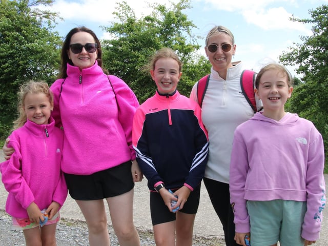Robyn and Lisa pictured with Elmer, Patricia and Saoirse at The 19th Annual Scalp Mountain Climb to the Cross in aid of Concern Worldwide.  (Photo - Deirdre Heaney, nwpresspics) : .