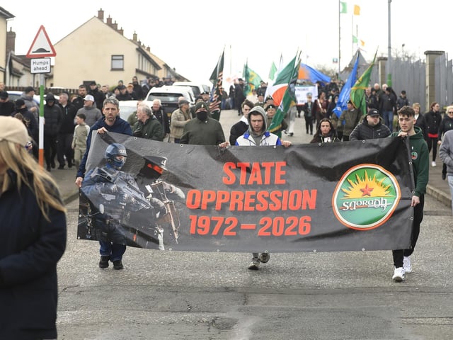 Saoradh Easter Commemoration leaving Creggan Shop to City Cemetery.  (Photo - Tom Heaney, nwpresspics)