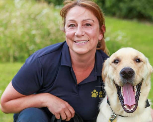Ela, a six-year-old Golden Retriever and her human mum, Kath