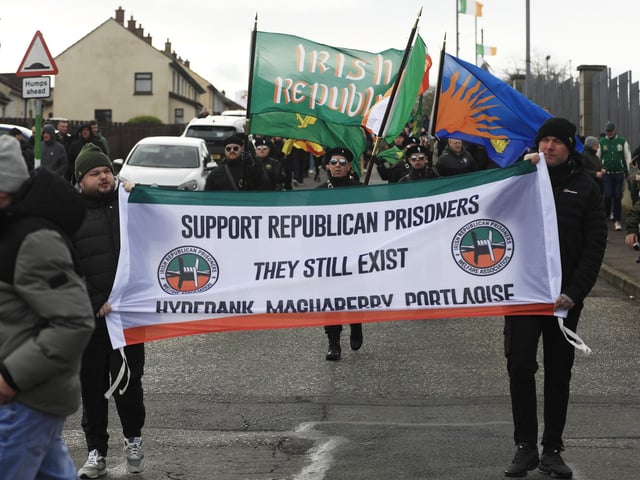 Saoradh Easter Commemoration leaving Creggan Shop to City Cemetery.  (Photo - Tom Heaney, nwpresspics)