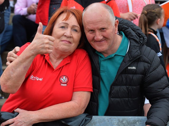 Derry fans at the game against Armagh in Celtic Park. Photo: George Sweeney