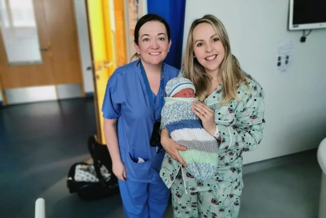 The Western Trust's Infant Feeding Specialist Midwife at SWAH is mum Wendy who is pictured with her baby Caleb and Staff Midwife Pauline Brogan