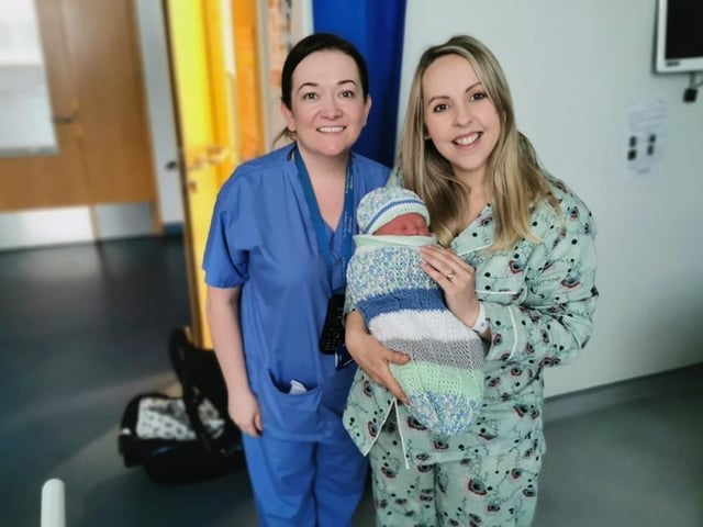 The Western Trust's Infant Feeding Specialist Midwife at SWAH is mum Wendy who is pictured with her baby Caleb and Staff Midwife Pauline Brogan