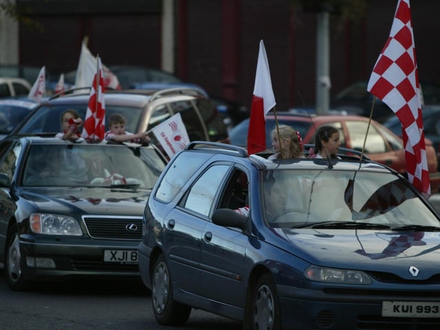 Celebrating Tyrone winning the All-Ireland Senior Football Championship against Armagh in September 2003