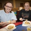 Sampling the delicious dish at the Old Library Trust on Tuesday night are Ellen Hamilton and Deirdre Hutchman.  : .